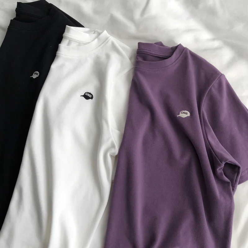 Camiseta Feminina Plus Size 300 Pou ort Sve Fce, Estilo Coreano, Gola Redonda, Estampa Casual, Top de Verão para Meninas Plus Size