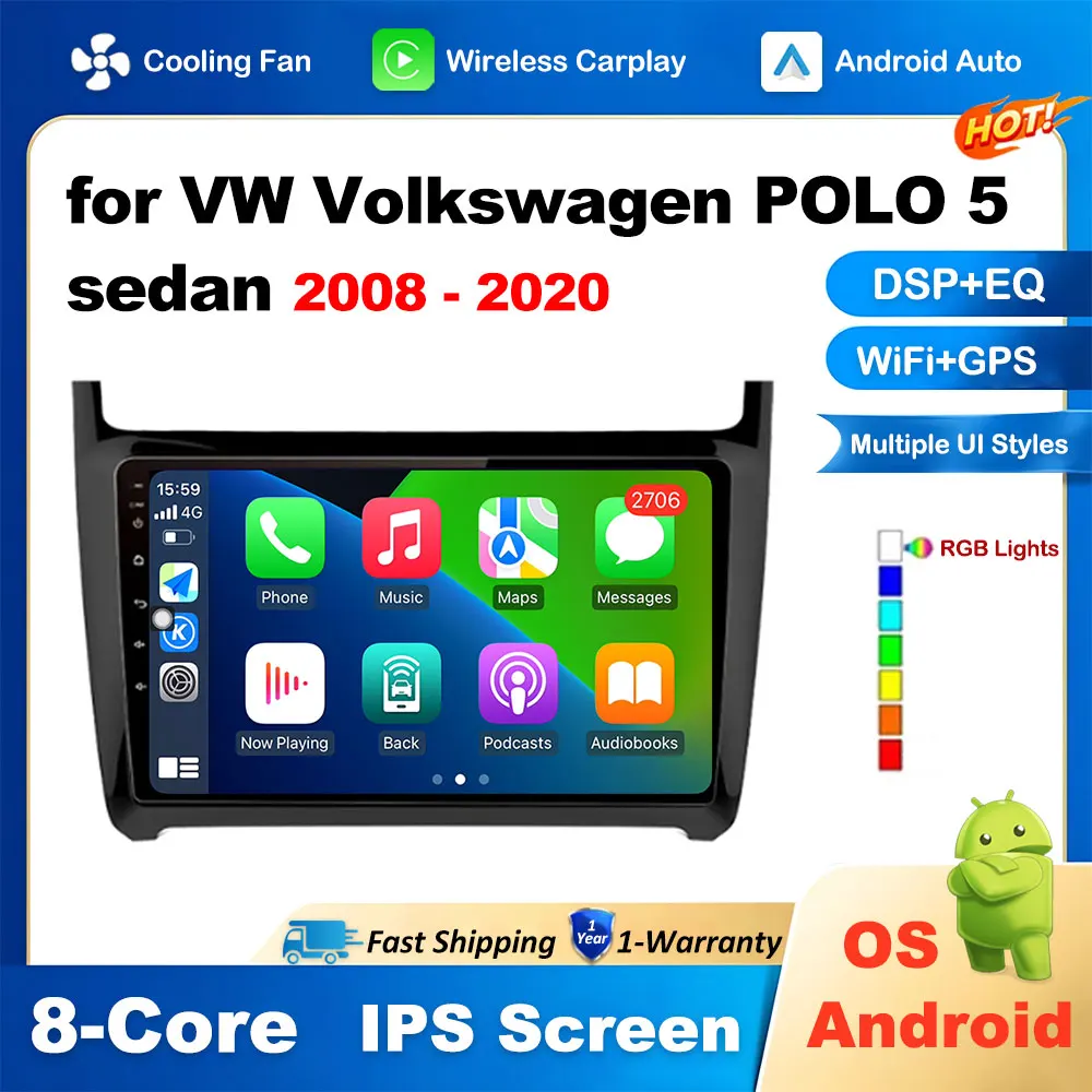 

Car Radio for VW Volkswagen POLO 5 sedan 2008 - 2020 Android Auto Carplay Multimedia Player Autoradio GPS Navigation WiFi