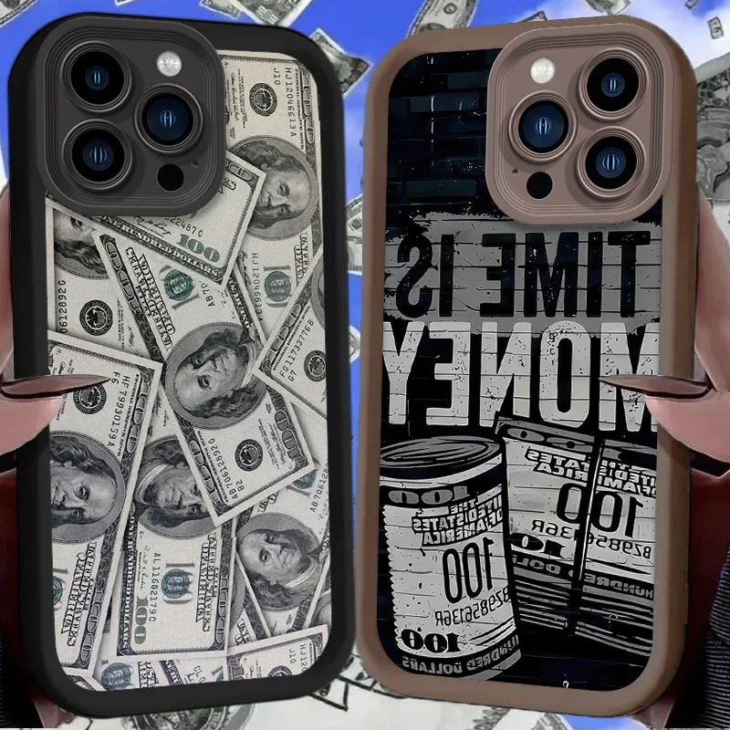 

Dollar Banknote Liquid Case For iPhone 16 15 14 13 12 11 Pro Max X XS X S Max XR SE 2020 7 8 Plus Shockproof Soft Silicone Cover