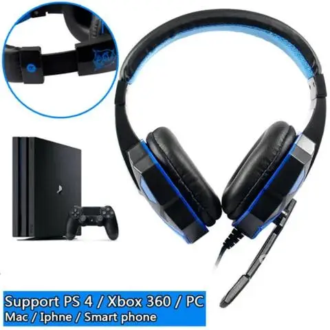 Wired Gaming Headphones Over-Ear Headset Deep Bass Stereo Casque with Microphone for PS4 Xbox PC Laptop Gamer