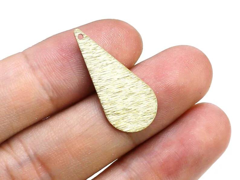 

20pcs Textured Drop Earring Charm, Teardrop Brass Findings, 27x12x0.8mm, Necklace Pendant, Jewelry Making Supplies R2435