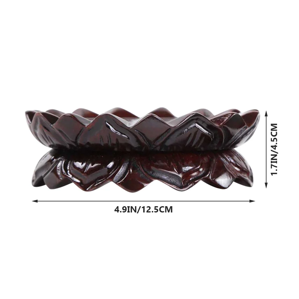 

Lotus-Shaped Wood Base Pedestal Stand for Censer Sculpture Ornament Desktop Incense Holder Round Display Platform Decorative