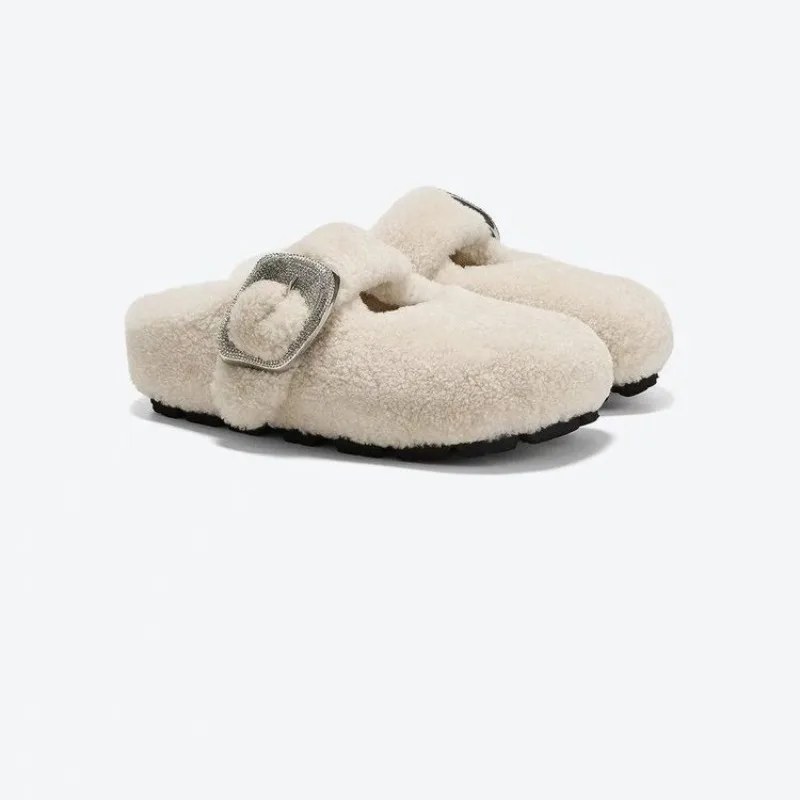 

Womens Winter Shoes Fashion Plush Warm Mueller Slippers for Woman Exquisite Round Head Casual Shoes Designer Shoes Zapatos Mujer