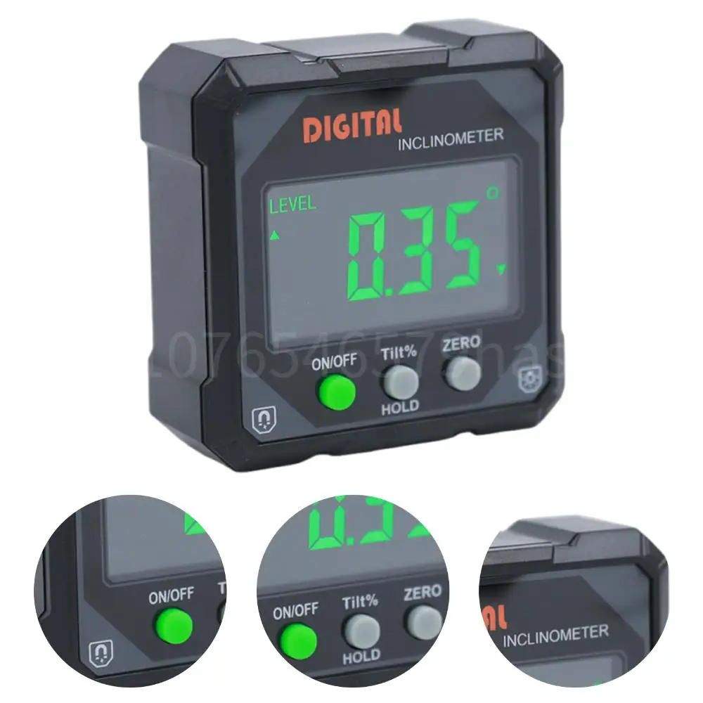 Jauge d'angle magnétique à 4 côtés, écran LED, inclinomètre Cube de précision, résistant à l'usure, boîte de niveau suspendue, outil de mesure pour le travail du bois