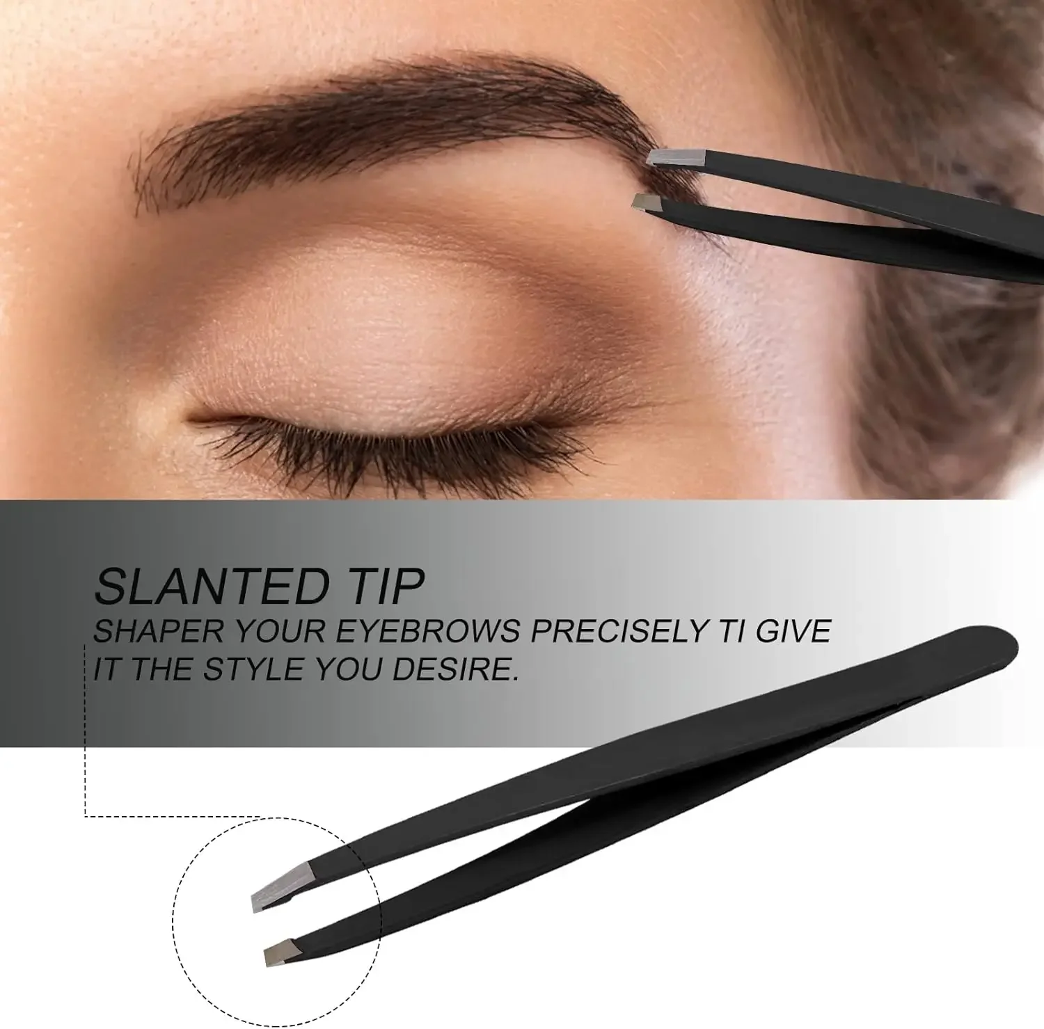 1/2/4PCS Stainless Steel Black Slant Tip Tweezers Eyebrow Trimmer for Ingrown Hair Nose Hair Facial Hair Blackhead Tick Remover