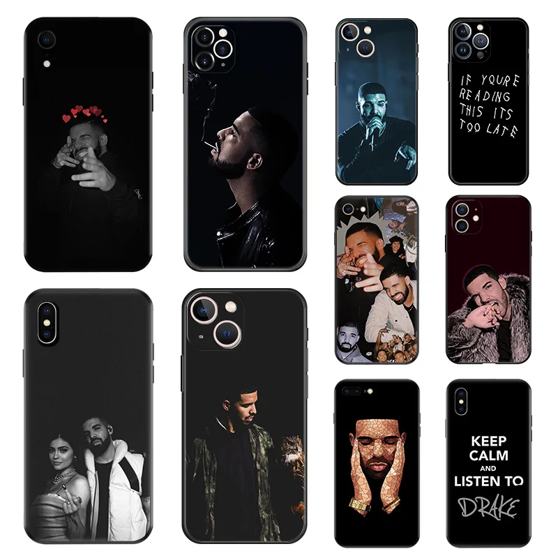 Matte Phone Case For iphone 16 Plus 15 14 13 12 11 Pro Max Mini 7 8 XR 16Pro XSMax Drake Black Soft Cover