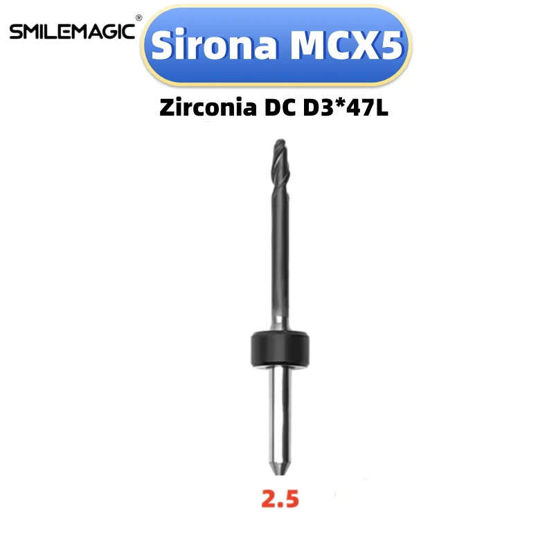 Sirona MCX5  Milling Burs For Grinding Zirconia Shank 3mm L47mm DC  Diamond Coating Drill Diameter 2.5/1.0/0.5mm Grind Tool