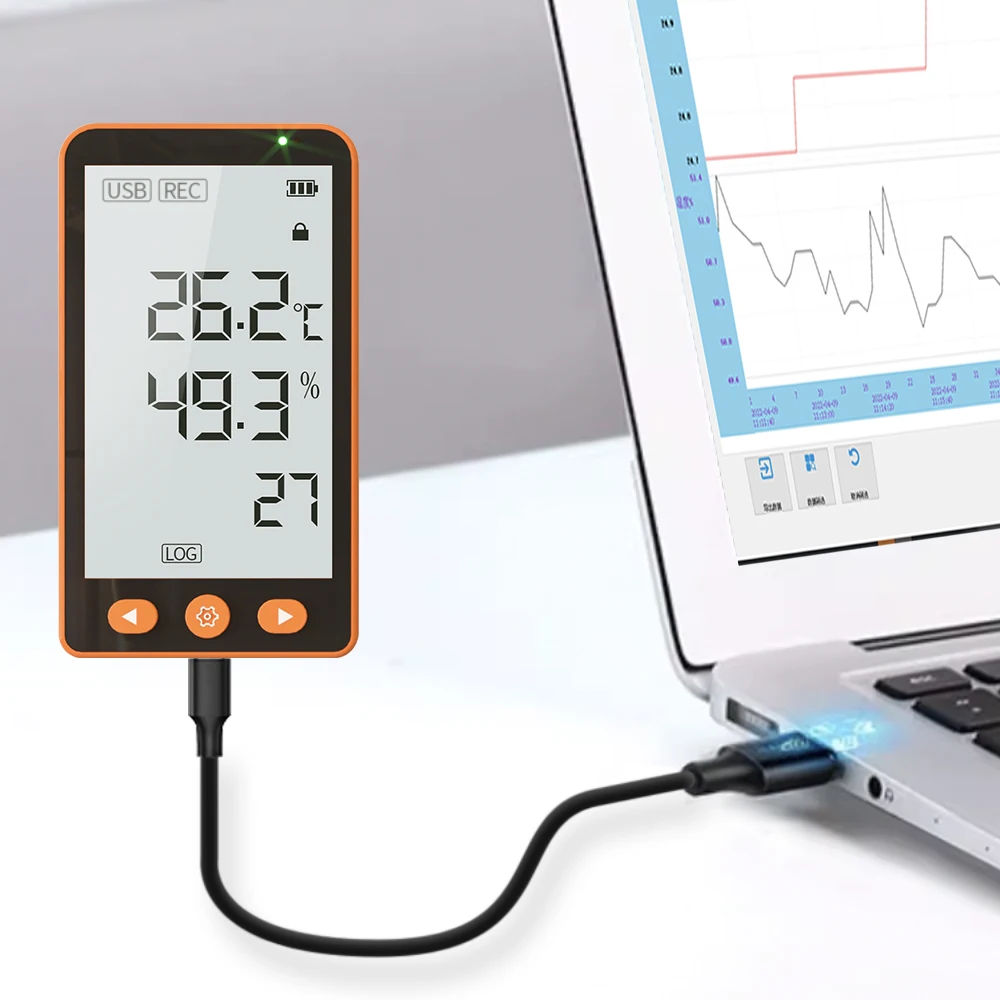 AIKESI GSP-80 Pro Extended Probe Real Time Monitoring Temperature and Humidity Data Logger Recorder With USB PDF Report