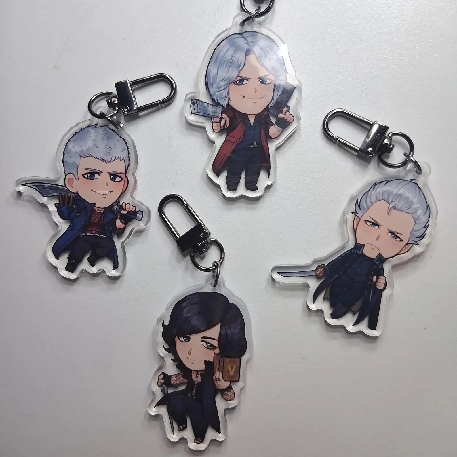 DMC5 Chibi Dante Vergil V Acrylic Keychain, Fanart Acrylic Charm, Backpack Pendant, Game Character charm Gift