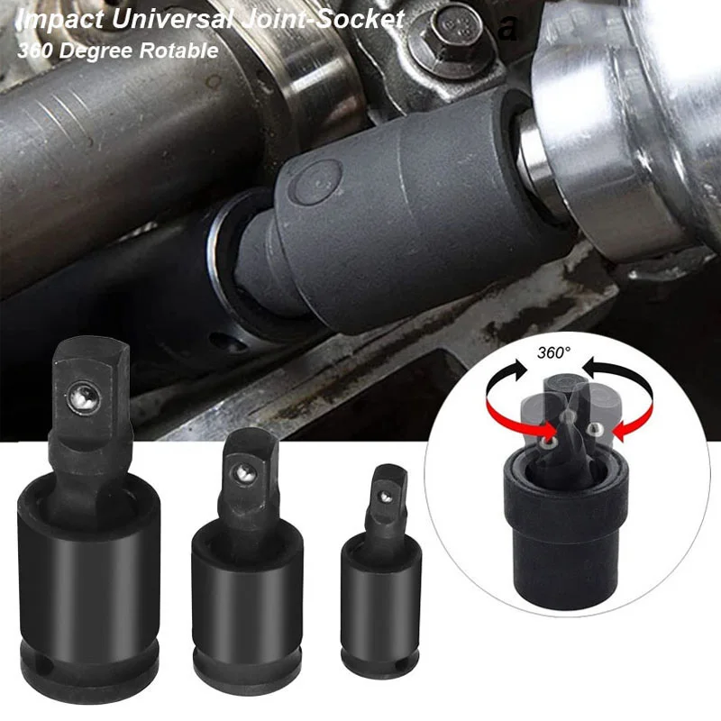 360 Degree Impact Universal Joint-Socket Swivel Knuckle Joint Air Wobble Socket Adapter Extension Electric Wrench Black