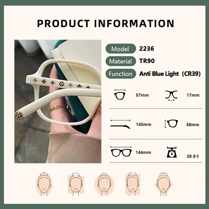 نظارات OLLYMURS للسيدات فوتوكروميك ريترو إطار كبير لقصر النظر مضاد للأشعة الزرقاء نظارات قراءة عصرية مربعة وصفة طبية Eyewa