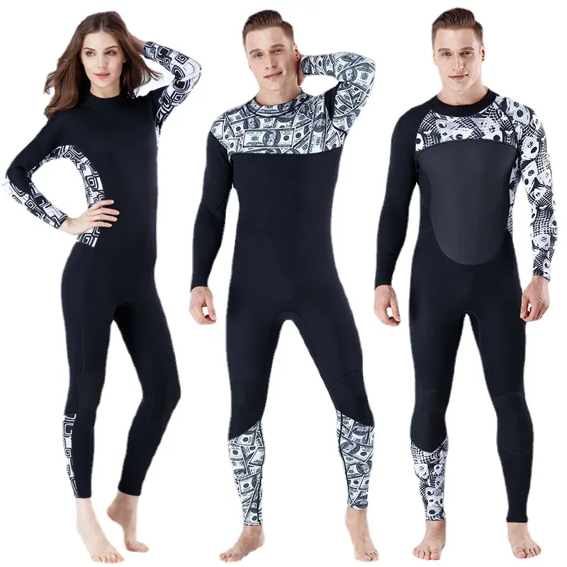 Men Women 3mm Full Body Neopene Wetsuit One Piece Surfing Suit Snorkeling Swimsuit Long Sleeve Warm Keeping Wetsuit Swimwear