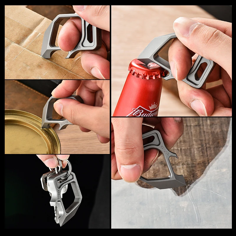 Titanium Alloy Keychain Key Ring Accessories Multi Functional Portable Tiger Finger Tide Play EDC Outdoor Defense Ffinger Buckle