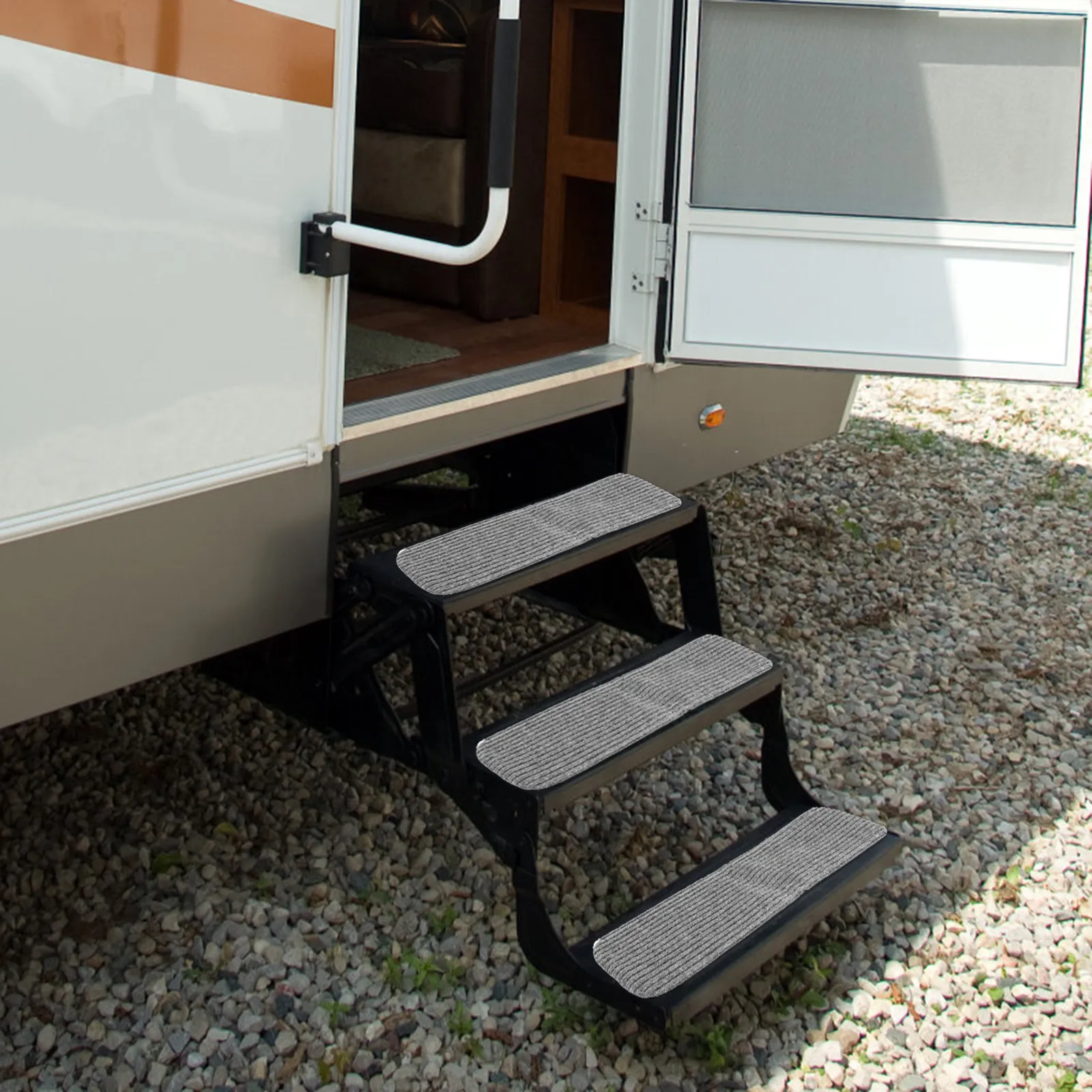 

Комплект из 4-х износостойких полиэстеровых накладок на ступени, нескользящие коврики для ступеней для автодомов/прицепов