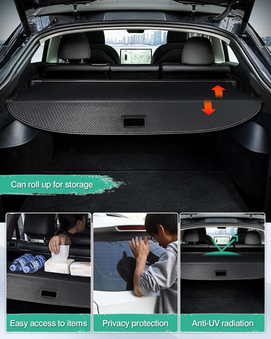 Retractable Rear Trunk Organizer Cargo Cover For Tesla Model Y 2020 2021 2022 Trunk Security Cover Shielding Shade Accessories