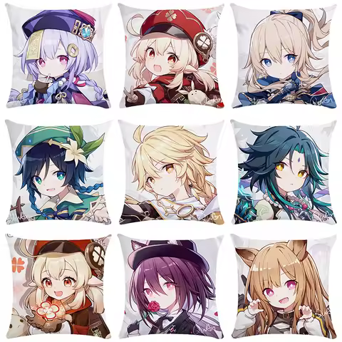 Genshin Impact Plush Stuffed Cushions Game Arknights Dakimakura Kawaii Anime Maids Pillows Klee Qiqi Keqing Lumine Seat Cushion