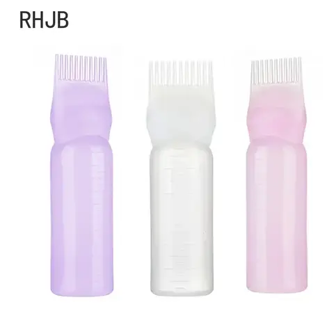 Bilashmart 3 Color Salon Hair Oil Applicator Bottle Professional Hairdressing Dyeing Comb Bottles Barbershop Hairdresser Coloring Supplies