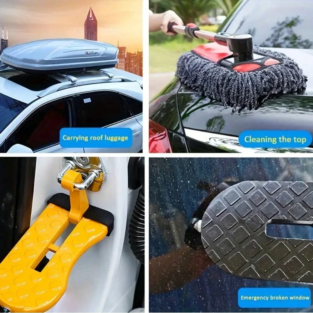 � ​ Klappbarer Tür-Trittdachträger mit Sicherheitshammer – universell für Autos, SUVs, LKWs ​ ​ – Detail 7
