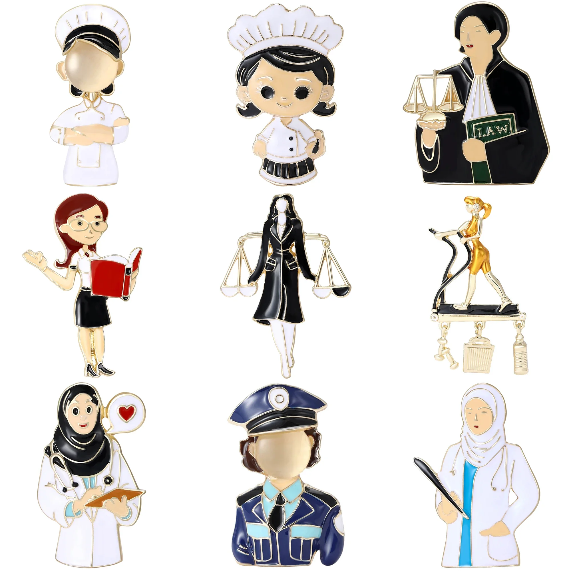 

Enamel Profession Brooches for Women Unisex Doctor Chef Workplace Character Pins Office Party Friend Gifts Jewelry Accessories