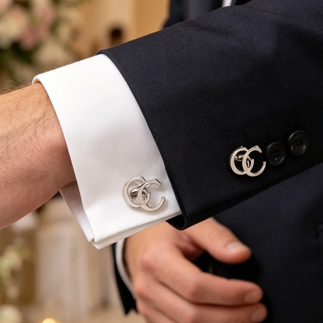 Custom Name Cufflinks for Groom Men's Initials & Logo Stainless Steel Personalized Wedding Best Man Jewelry Gift
