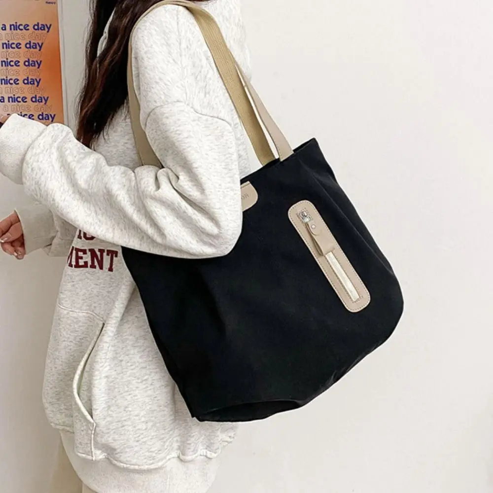 

Большая вместительная однотонная сумка на плечо, однотонная сумка-тоут в корейском стиле для отдыха, легкая эко-сумка, сумка для офисного работника