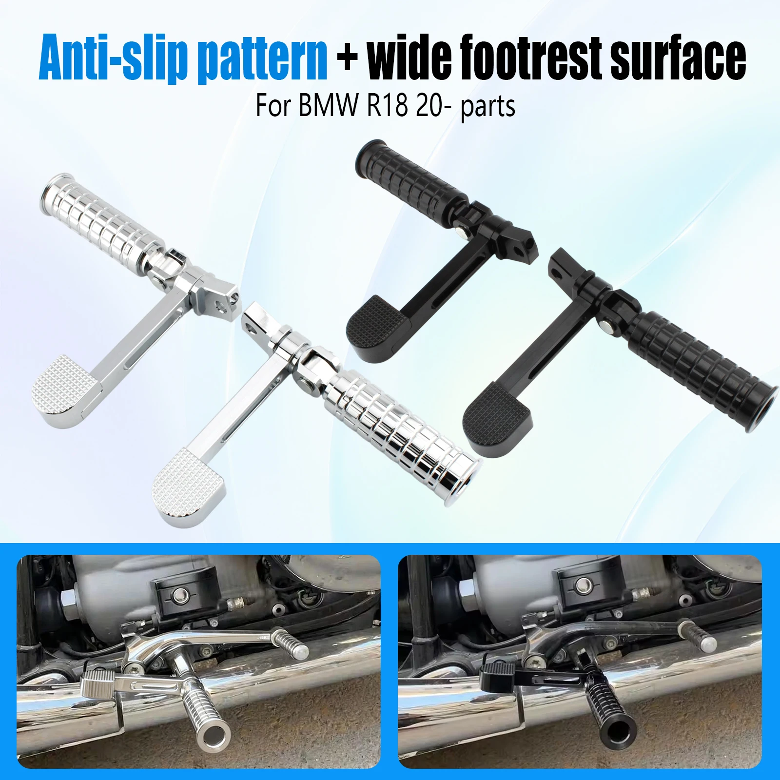CNC Aluminum Front Footpeg Extension Pedal Extender Rider Footrest Extend Support Modified Parts For BMW R18 Classic 2020‑Up