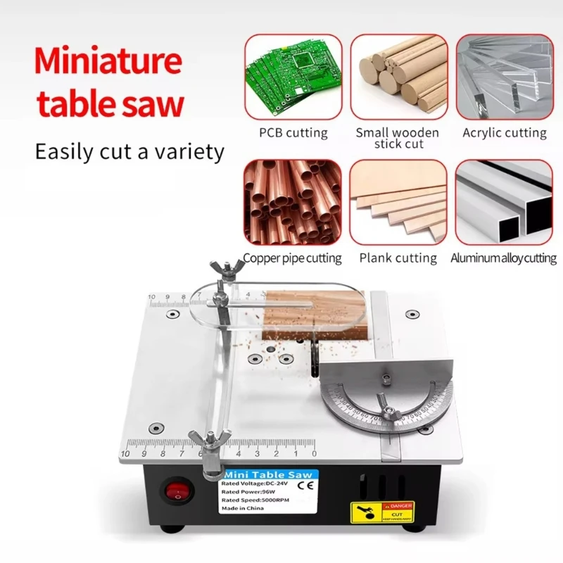 

Desktop Woodworking Mini Table Cutting Tool Machine Adjustable Power Supply 96W Motor Suitable For Small Space Workshops D2RD