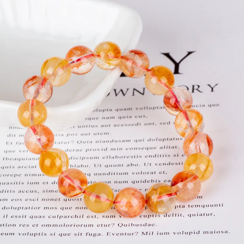 Natural Orange Yellow Limonite Phantom Bracelet Gemstone Red Limonite Round Beads 9mm 10mm 11mm 12mm Women Men Jewelry AAAAA