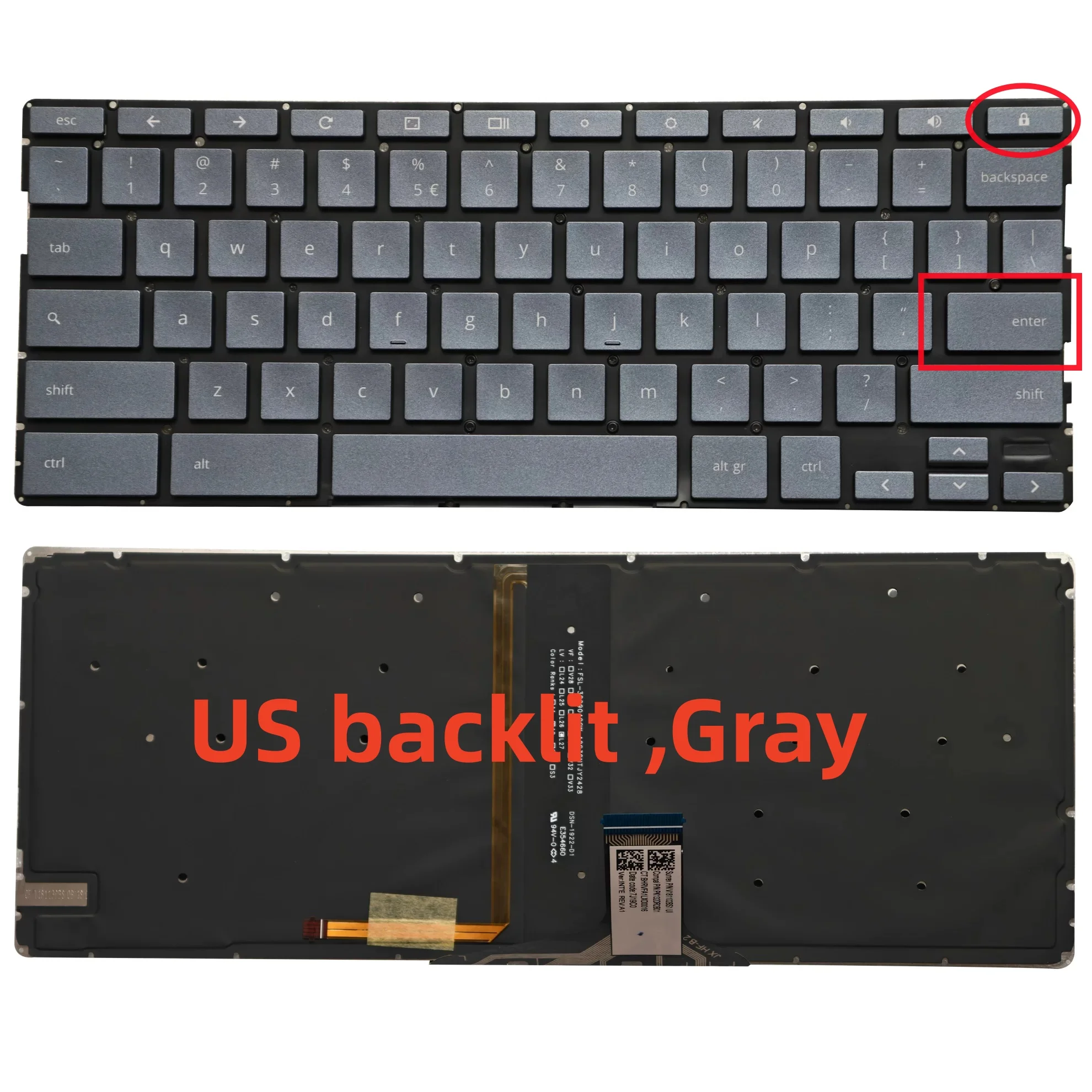 US Backlit Laptop Keyboard For HP Chromebook X360 14A-CA 14B-CA 14 G1 TPN-Q251