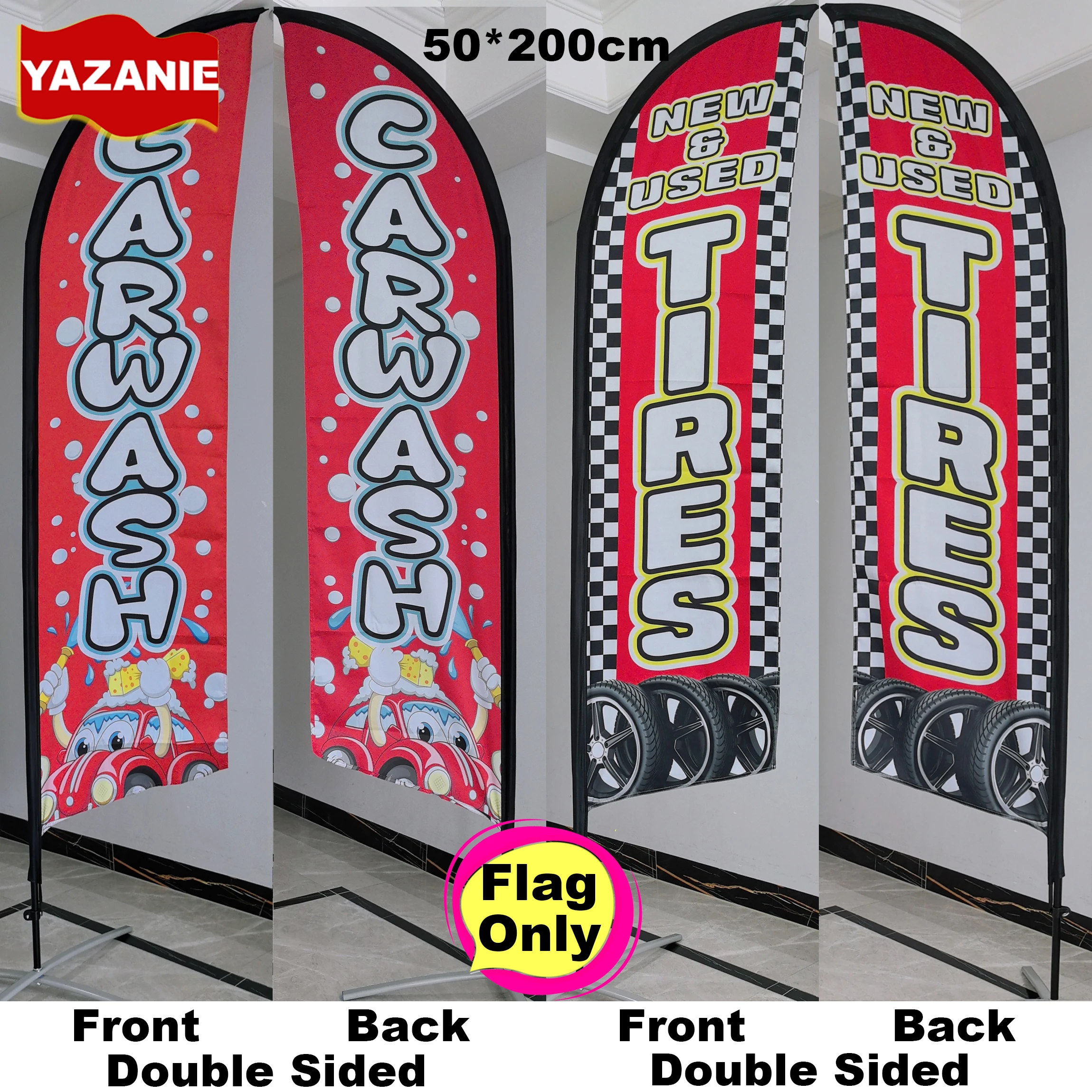 Hand Car Wash Feather Flag 8FT 11FT 13FT Single/Double Sided Tire Sale Tires Beach Flag Custom Outdoor Advertising Banner