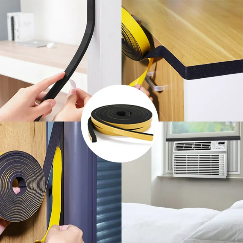 10m EPDM Foam Rubber Strip Electric Box Cabinet Door Anti-collision Shock Absorption Gasket Self-adhesive Sponge Seal Strip