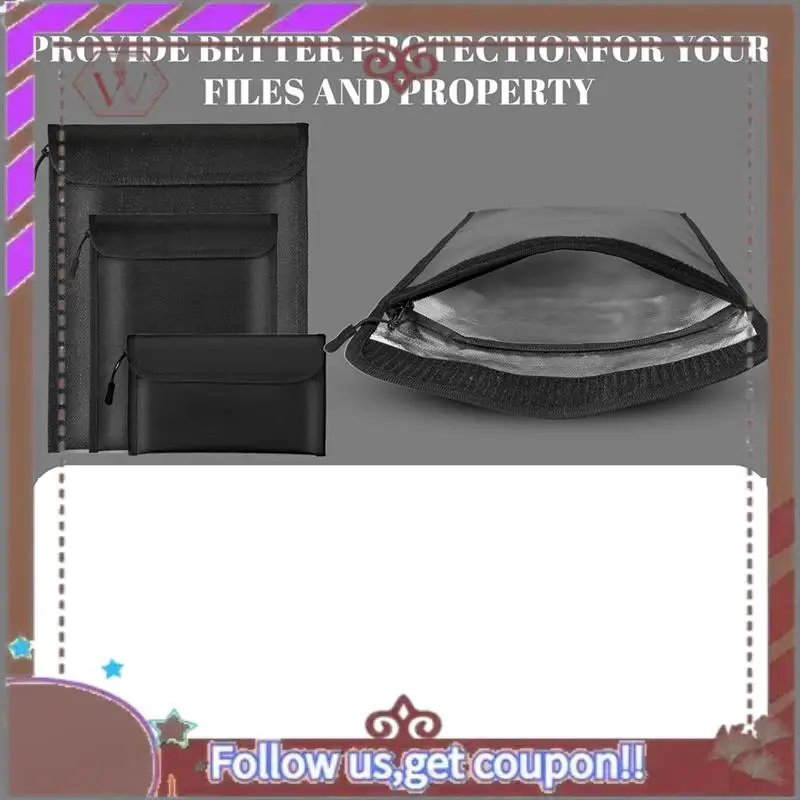 Latest Fireproof Waterproof Document Bag 2000℉ 3Pack Fireproof Bags For Cash/Documents With Locking Zipper Waterproof Money Bag