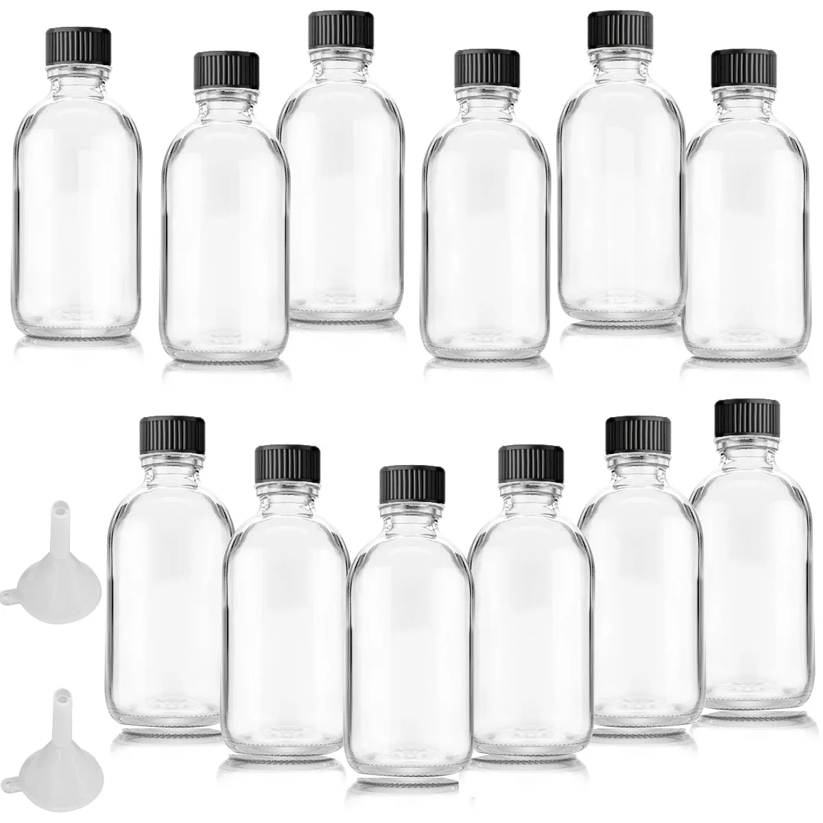 

12pcs 60ml Small Clear Glass Bottle with Lid Cap Mini for Liquor Ginger Shots Potion Juice Essential Oils Whiskey Sample 2 Oz