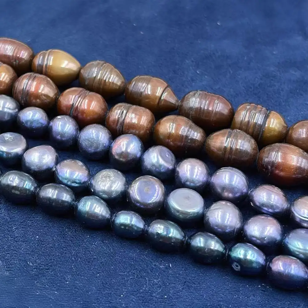 Vintage Wholesale Real Natural Freshwater Brown Black Pearl Bracelat Making Accessories Loose Beads 14