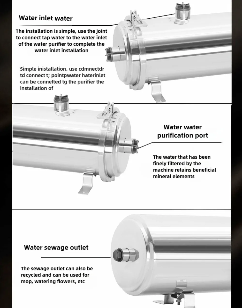 Das Wasserfilter-Reinigungssystem für das ganze Haus, Wasserreinigerfilter aus Edelstahl 304 reduziert Sediment, Chlor, Geruch und Skala