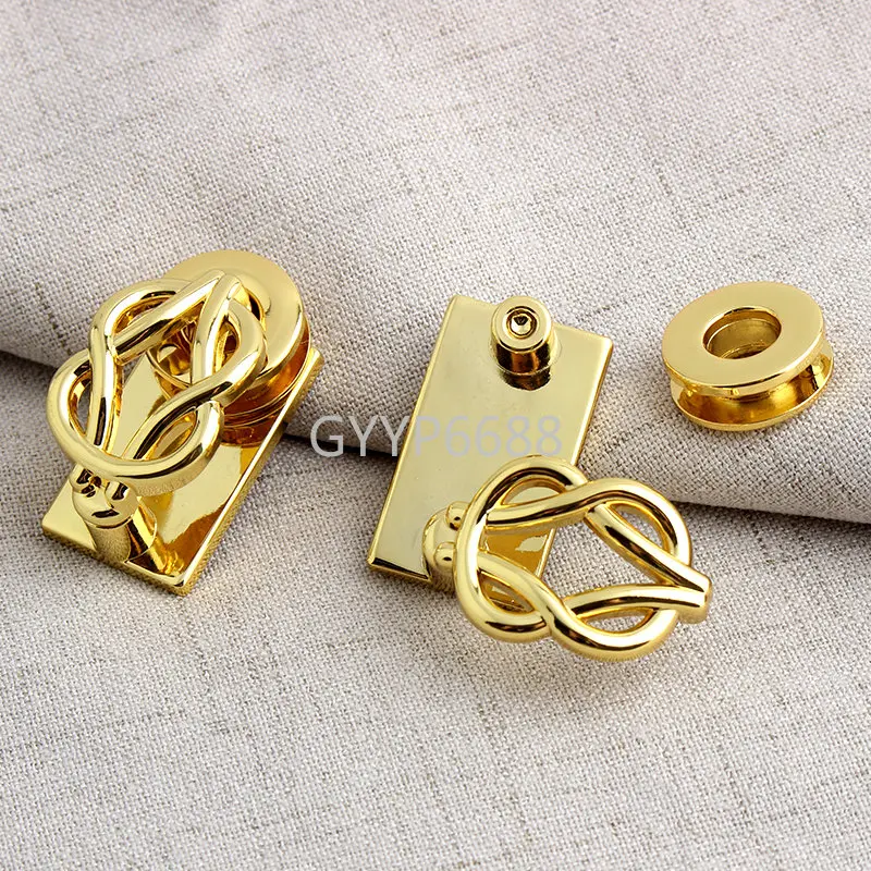 1-5-20Sets K Gold Metal Clasp Turn Locks For Handbags Shoulder Purse Magnetic Lock Twist Lock DIY Replacement Bags Accessories