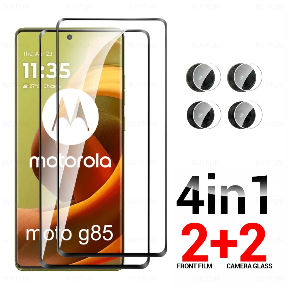 For Motorola Moto G85 Curved Glass 4in1 Camera Tempered Glass Moto Rola MotoG85 G 85 85G 5G XT2427-3 2024 Lens Screen Protector