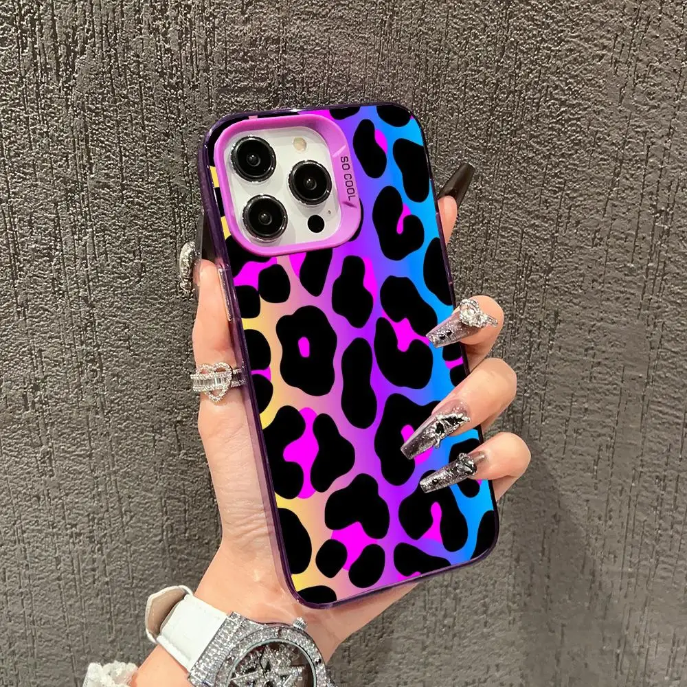 Personalisierte farbige Leopardenmuster-Handyhülle für iPhone 17 Pro Max 16E 15 Pro 14 13 12 11 Mini AIR XS XR XS 8Plus, stoßfest und – Detail 2