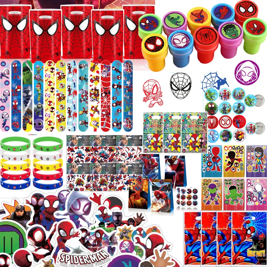 

Сувениры для вечеринки «Человек-паук», «Мстители», браслеты, принадлежности, значок, подарочная сумка, наполнители для рождественских чулок, забавное украшение для вечеринки