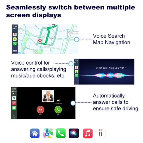 Imagen 2 del producto Adaptador Inalámbrico 2 en 1 para CarPlay y Android Auto, Dongle de Conexión por Cable a Inalámbrica, Plug and Play con USB, Caja Inteligente con IA, Sistema Inteligente para Automóvil