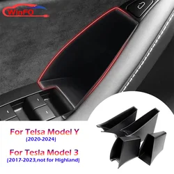 Door Side Storage Box for Tesla Model 3 2017-2023/ Model Y 2020-2024 Armrest Phone Container Door Organizer Handle Pocket Tray