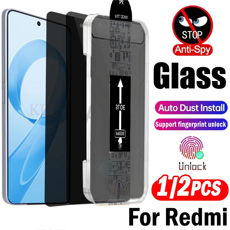 

1-2 шт., без пыли, простая установка, конфиденциальное стекло для Xiaomi Redmi K90 Pro Max, защитная пленка для экрана Redmi K80, ультратонкое разблокирующее стекло