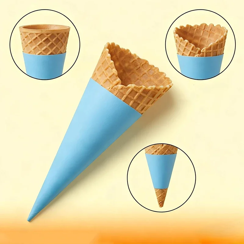 1000pcs Ice Cream Cone Sleeves, Disposable Party DIY Paper Waffle  Cone Holders, Oil-Proof Ice Cream Packaging Storage view 5