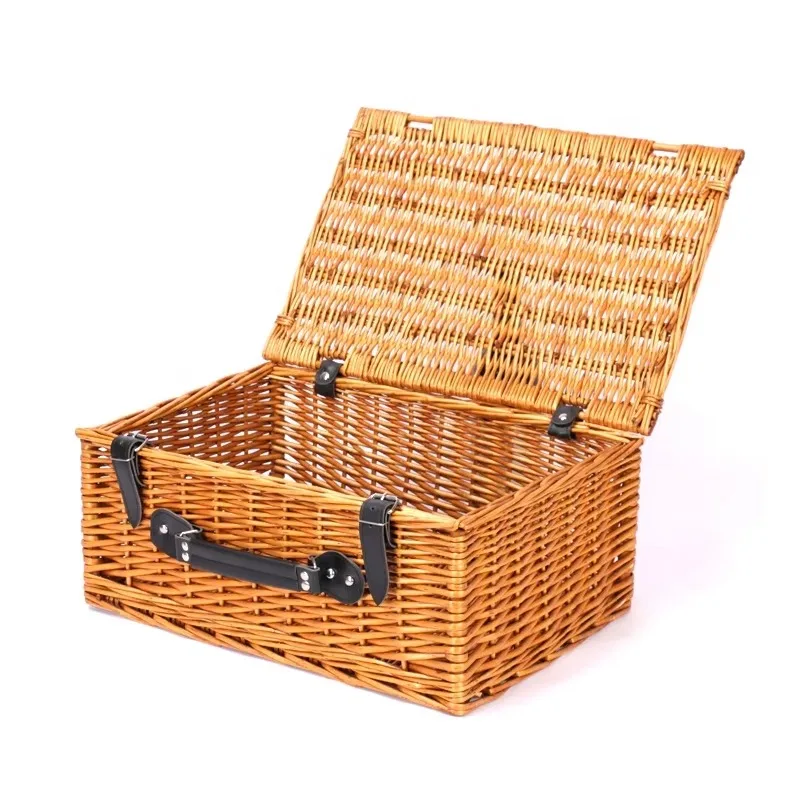 Wholesale Handmade Food Fruit and Vegetable Storage Woven Wicker Willow Picnic Basket for 4