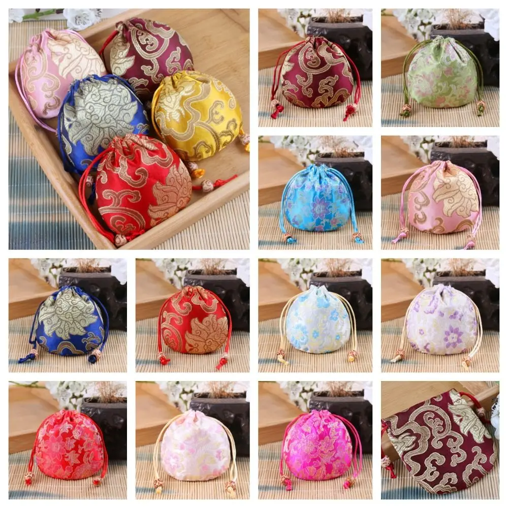 Chinese Style Embroidery Flower Drawstring Sugar Bag Flower Handbag Large Capacity Bucket Bag Ethnic Style Storage Bag