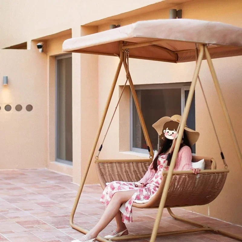 Small courtyard swing double hanging basket chair outdoor swing rocking chair