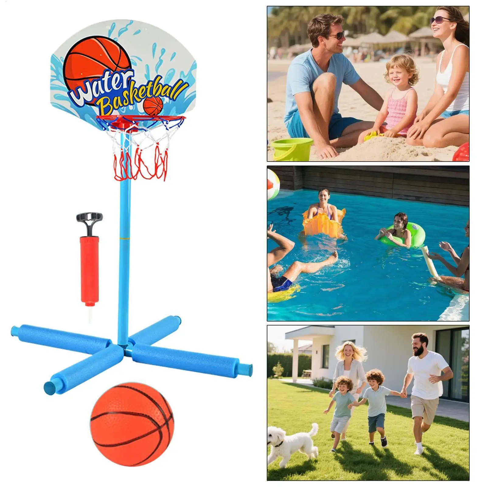 

Pool Basketball Hoop Set Interactive Water Play Game Floating Pool Toys For Sports Backyard Indoor Outdoor Poolside Party Family