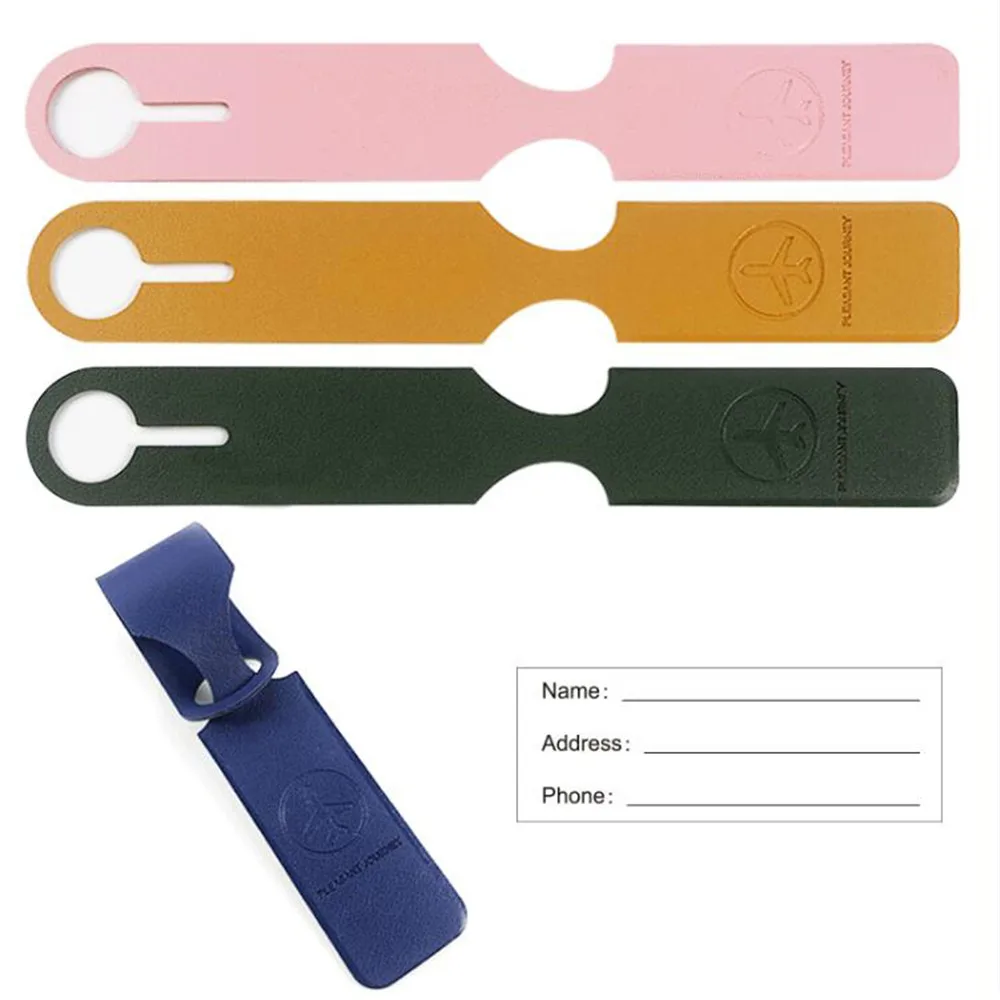 Portable Pu Leather Luggage Tags Suitcase Id Address Holder Baggage Tag Colorful Label Luggage Accessories Travel Essential Hot