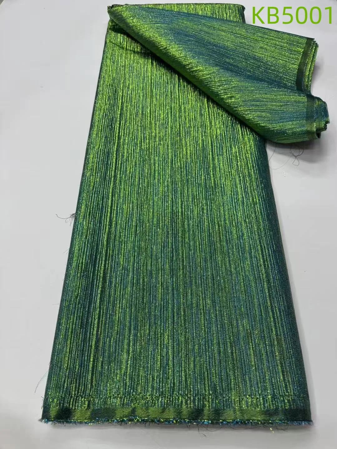 

5 Yards High Quality 2025 African Green Brocade Jacquard Nigerian Red French Mesh Embroidery Fabric For Cloth Sewing KB5001