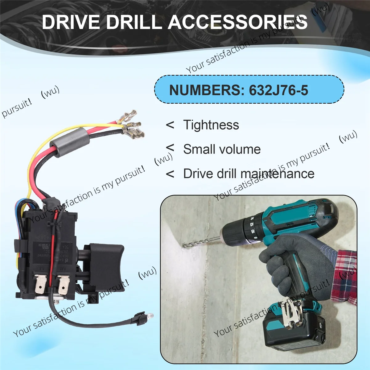

Новая замена триггерного переключателя для Makita DF333 DF331 HP331D TD110D, аксессуары для дрели, электроинструментов 632J76-5